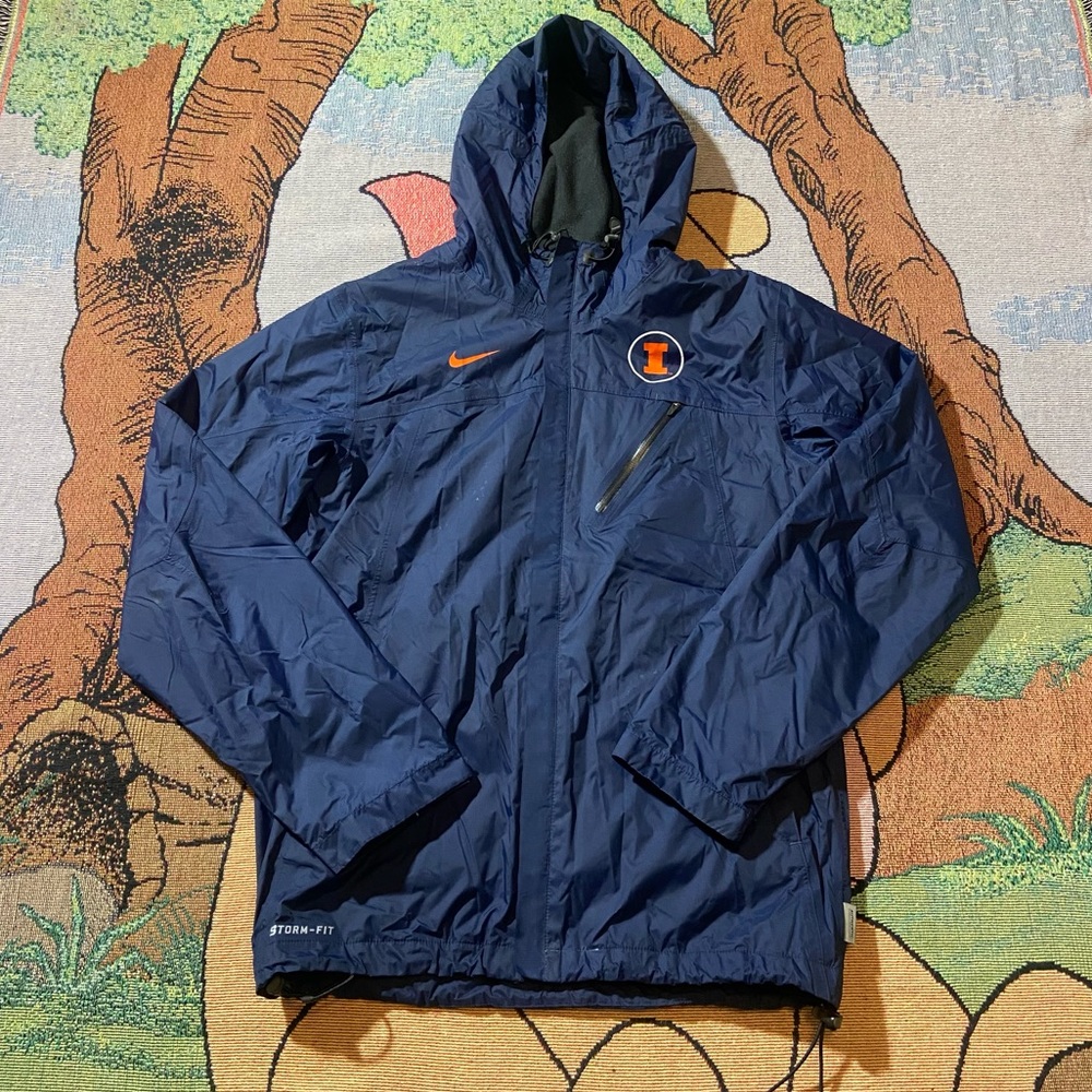 Nike University of Illinois Full Zip Weatherproof Windbreaker Size Adult Small